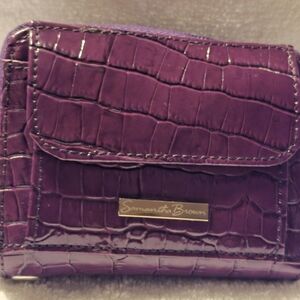 Samantha Brown Accordion Credit Card Wallet Purple Embossed Leather NWT